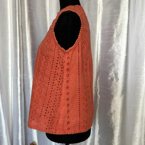 Joie Women’s Medium Hollow Out Sleeveless Embroidered Crocheted V Neck Top - Picture 4 of 8